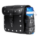 27x12x25cm Pair Black Motorcycle PU Leather Side Box Hanging Saddlebags with Water Bottle Bag