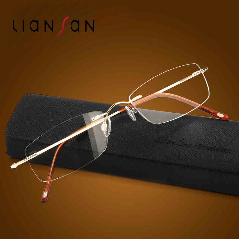 LianSanTitanium Portable Anti-fatigue Reading Glasses Frameless Resin Alloy Presbyopic Glass L8085