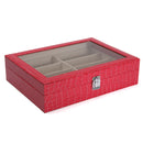 8 Grids Rose Leather Display Case Eyewear Sunglasses Glass Frame Top Jewelry Storage Box