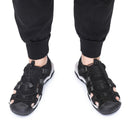 Gracosy Men's Sandals Leather Breathable Non-Slip Quick Drying Fish Sandals Clip Toe Sandals