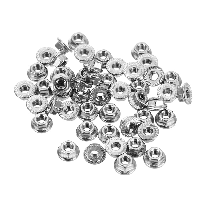 Suleve M3SN5 50Pcs M3 304 Stainless Steel Hex Serrated Flange Lock Nuts