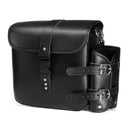 Pair Motorcycle PU Leather Box Hanging Side Saddlebags Black With Water Bottle Kettle Bag Universal