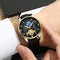 TEVISE T820B Casual Moon Phase Automatic Mechanical Watch Luxury Leather Strap Men Watch
