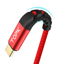 TOPK 2.4A Type C Fast Charging Data Cable 3.28ft/1m for Xiaomi Mi A2 Pocophone F1 Nokia X6