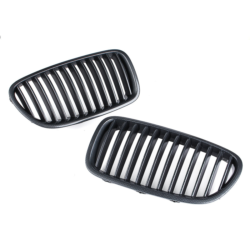 Pair Carbon Fiber ABS Front Kidney Grille For BMW F18 F10 F11 5 Series 2010-2016