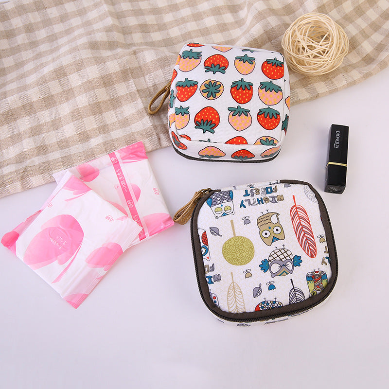 Cloth Waterproof Zipper Sanitary Napkin Cosmetic Storage Bag Coin Purse
