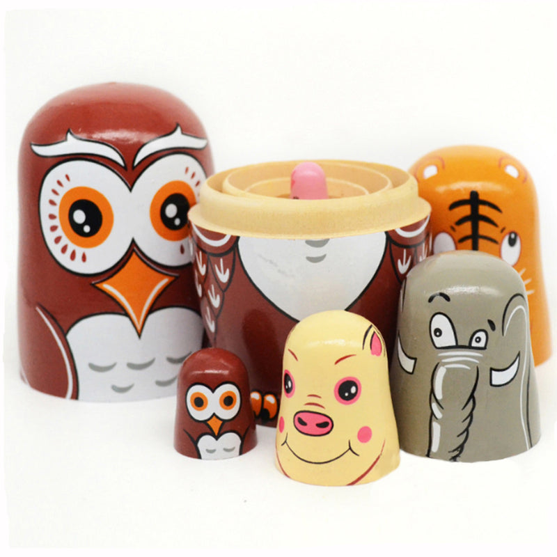 6Pcs/Set Nesting Dolls Wooden Matryoshka Russian Dolls Hand Painted Baby Toy  Home Decorations