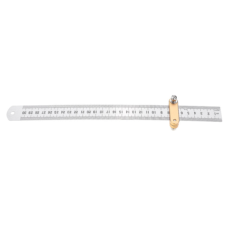 Woodworking Metric and Inch Parallel Line Scribe Ruler Positioning Measuring Ruler 300mm Precision Marking T-Ruler Woodworking Tool