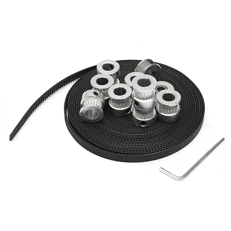 8pcs GT2 20T Bore 8mm Timing Pulley with 5m Belt and Tensioner