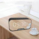 Digital Mirror Alarm Clock bluetooth Speaker with TF Card Slot FM Radio Phone Stand Full Screen LED Mirror Table Clock Time Date Temperature Display Home Decorations