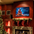 40 x 30cm Operated LED Christmas Snowy Tree Xmas Canvas Print Wall Art