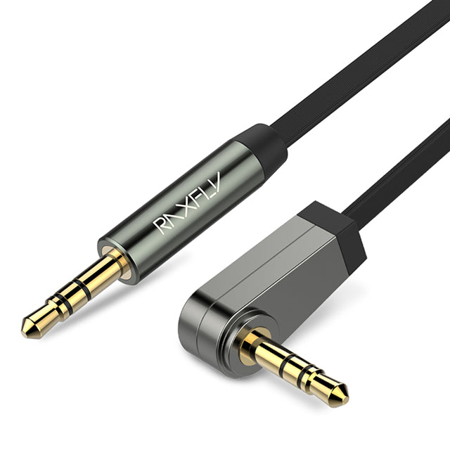 RAXFLY 3.5MM Male to Male 90 Degree Right Angle Audio AUX Cable 1m For iPhone X 8Plus Oneplus5 Car S