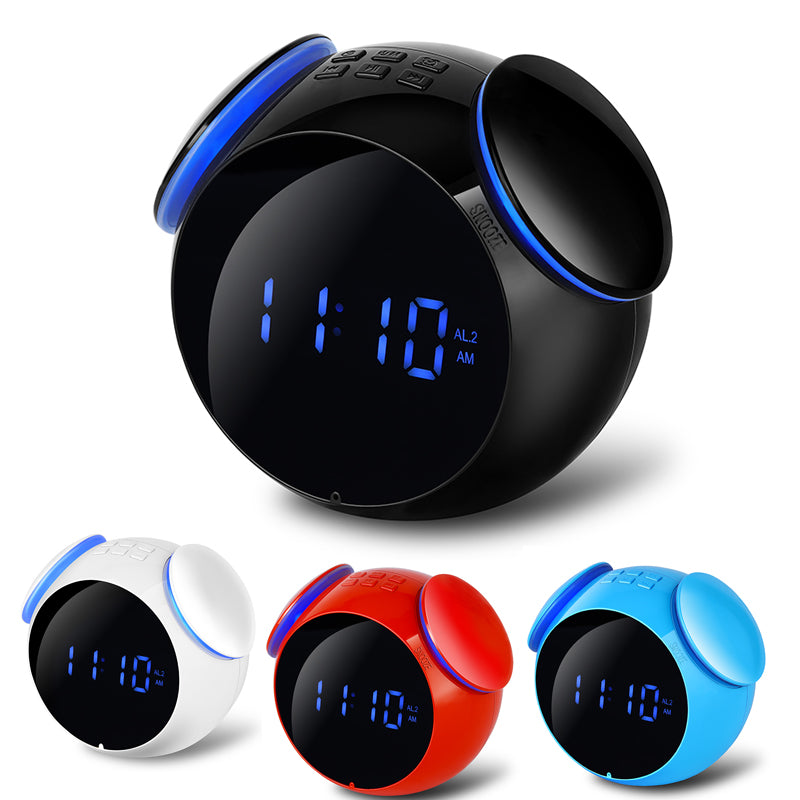 Digital LED Wireless bluetooth Speaker Mini Alarm Clock Mirror Waterproof Noise Cancelling Speaker