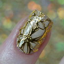 1 Sheet 3D Gold Embossed Nail Stickers Flower Blooming Decals Gorgeous Manicure