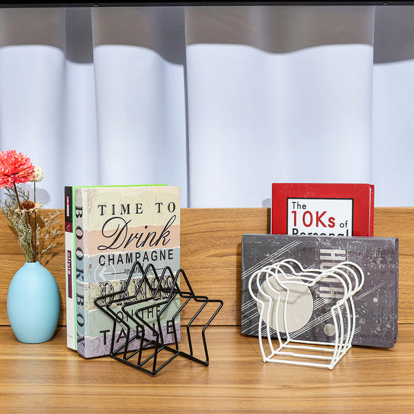 Nordic Style Iron Books Display Shelf Sundry Storage Rack Wall-mounted Decoration Star Bear Shape File Organizer Bookends Art Magazine Bookshelf