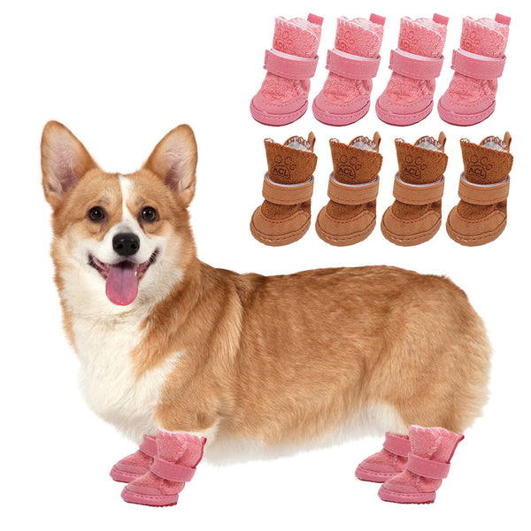 1 Set 4pcs Pet Winter Warm Shoes Boots Puppy Cotton Blend Winter Snow Warm Walking Boots Fancy Dress up Winter Puppy Cats Warm Boots