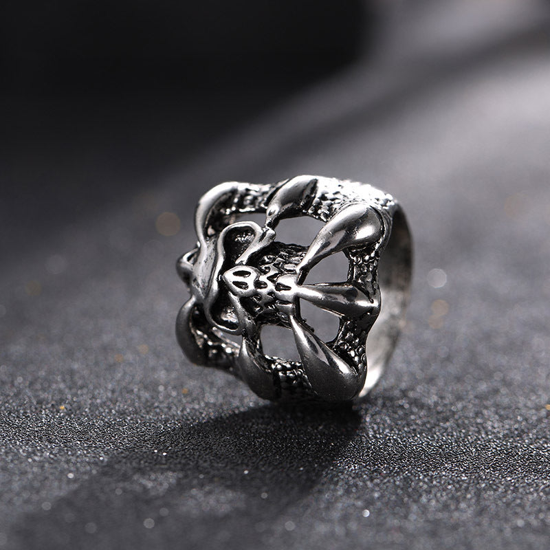 Halloween Punk Magic Dragon Ring Eight Claw Skeleton Gift Ring for Men