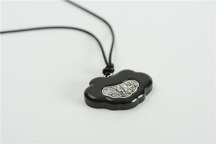 Ethnic Jewelry Handmade Antique Silver Flower Wood Pendant Necklace Retro Adjustable Long Necklaces