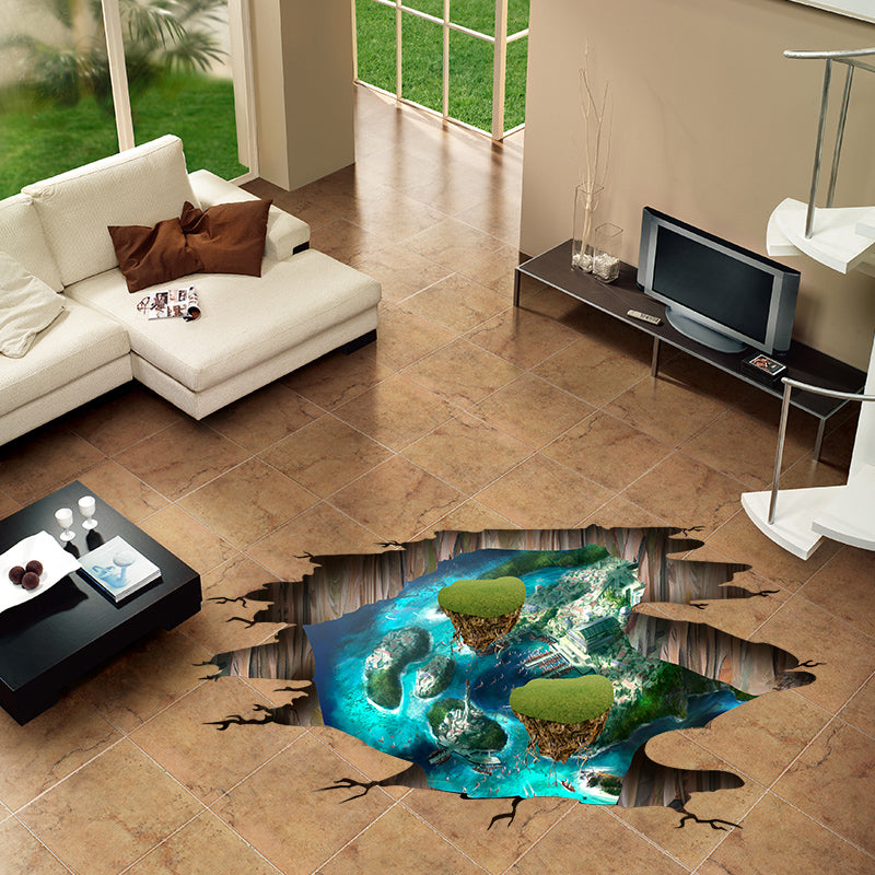 Miico Creative 3D Dream Float Sea Island Broken Wall Removable Home Room Decorative Decor Sticker