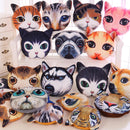 Creative Funny 3D Dog Cat Head Pillow PP Cotton Simulation Animal Cushion Birthay Gift Trick Toys