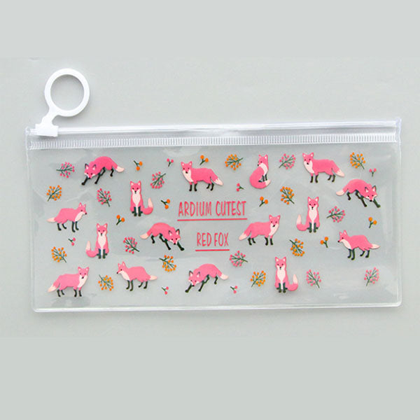 Cartoon Floral Pencil Case Creative Stationery Student Lovely Transparent Jun Pull Side Bag