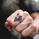 Punk Finger Ring Titanium Steel Cross Anubis Head Portrait Finger Rings Accessories Jewelry for Men