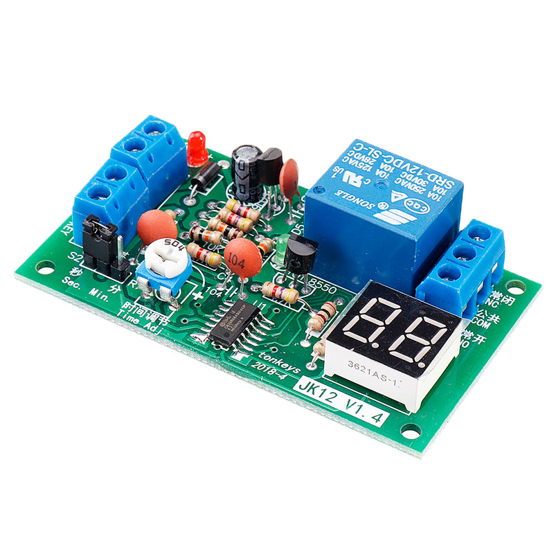 JK12-A 12V Time Adjustable Relay Module with LED Digital Tube Dynamic Display Countdown Single Chip Relay