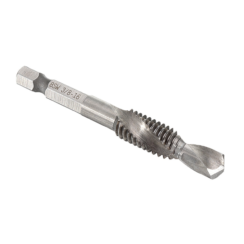 1/8-3/8 Inch BSW Thread HSS Combination Drill Tap Bit 1/4 Inch Hex Shank Deburr Countersink Bit