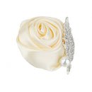 Men Women Satin Crystal Leaf Faux Pearl Boutonniere Corsage For Wedding Formal Party Supplies Beige