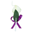 Men Women Satin Leaf Faux Pearl Dark Purple Ribbon Boutonniere Corsage Tuxedo Calla Lily Brooch Pin For Wedding Formal Party Supplies