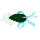 Men Women Satin Leaf Faux Pearl Skyblue Ribbon Boutonniere Corsage Tuxedo Calla Lily Brooch Pin For Wedding Formal Party Supplies