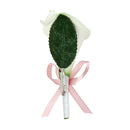 Wedding Party Bridal Groom Calla Lily Flower Boutonniere Corsage Pink Ribbon
