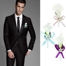 Wedding Party Bridal Groom Calla Lily Flower Boutonniere Corsage Pink Ribbon