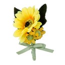 Men Women Ribbon Polyester Boutonniere Corsage Brooch Pin For Wedding Formal Party Supplies Yellow