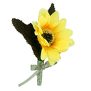 Men Women Ribbon Polyester Boutonniere Corsage Brooch Pin For Wedding Formal Party Supplies Yellow