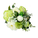 Men Women Ribbon Peony Silk Flower Boutonniere Corsage Brooch Pin For Wedding Formal Party Supplies Light Green