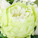 Men Women Ribbon Peony Silk Flower Boutonniere Corsage Brooch Pin For Wedding Formal Party Supplies Light Green