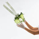 Men Women Ribbon Peony Silk Flower Boutonniere Corsage Brooch Pin For Wedding Formal Party Supplies Light Green