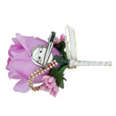 Men Women Silk Crystal Boutonniere Corsage Brooch Pin For Wedding Formal Party Supplies Light Purplish