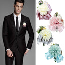 Wedding Bridal Groom Tuxedo Boutonniere Corsage Daisy Flower Brooch Satin