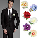 Women Faux Pearl Polyester Boutonniere Corsage Brooch Pin For Wedding Formal Party Supplies Red