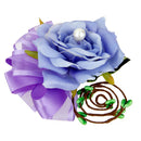 Women Faux Pearl Polyester Boutonniere Corsage Brooch Pin For Wedding Formal Party Supplies Blue