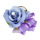 Women Faux Pearl Polyester Boutonniere Corsage Brooch Pin For Wedding Formal Party Supplies Blue