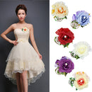 Women Faux Pearl Polyester Boutonniere Corsage Brooch Pin For Wedding Formal Party Supplies Blue