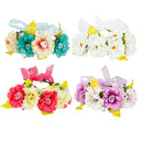 Women Girls Ladies Bohemian Style Satin Ribbon Flower Garland Headband Headpiece Bridal Wedding Decor Party Accessory