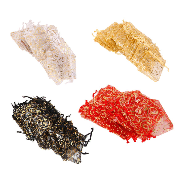 1 Set of 100PCS Wedding Birthday Party Favor Gift Bags Jewelry Safe Storage Candy Pouches Drawstring Bag 7x9cm Assorted Colors