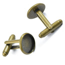 6pcs Round Cuff Links Settings Base for DIY Cabochon Jewelry Anqitue Bronze