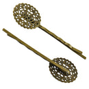 6pcs Vintage Hair Grips Clips Slides Oval Flower Hair Pins Bronze Barrette