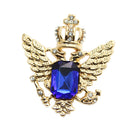 1pc Vintage Crown Eagle Pattern Collar Brooch Pin for Men Gold and Blue