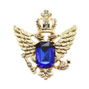 1pc Vintage Crown Eagle Pattern Collar Brooch Pin for Men Gold and Blue